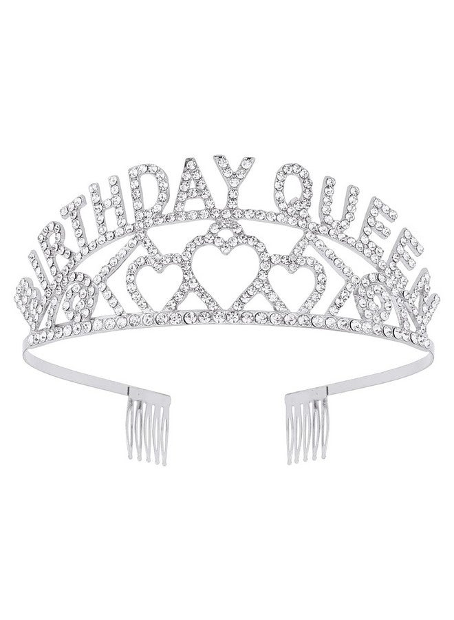 AOPRIE Oprie Birthday Tiara For Women Silver Birthday Queen Headband Happy Birthday Tiara And Crown For Women Rhinestone Crystal Decor - Image 2