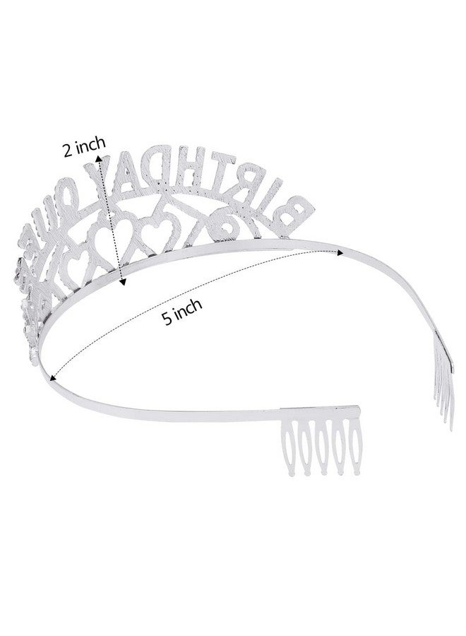 AOPRIE Oprie Birthday Tiara For Women Silver Birthday Queen Headband Happy Birthday Tiara And Crown For Women Rhinestone Crystal Decor - Image 4