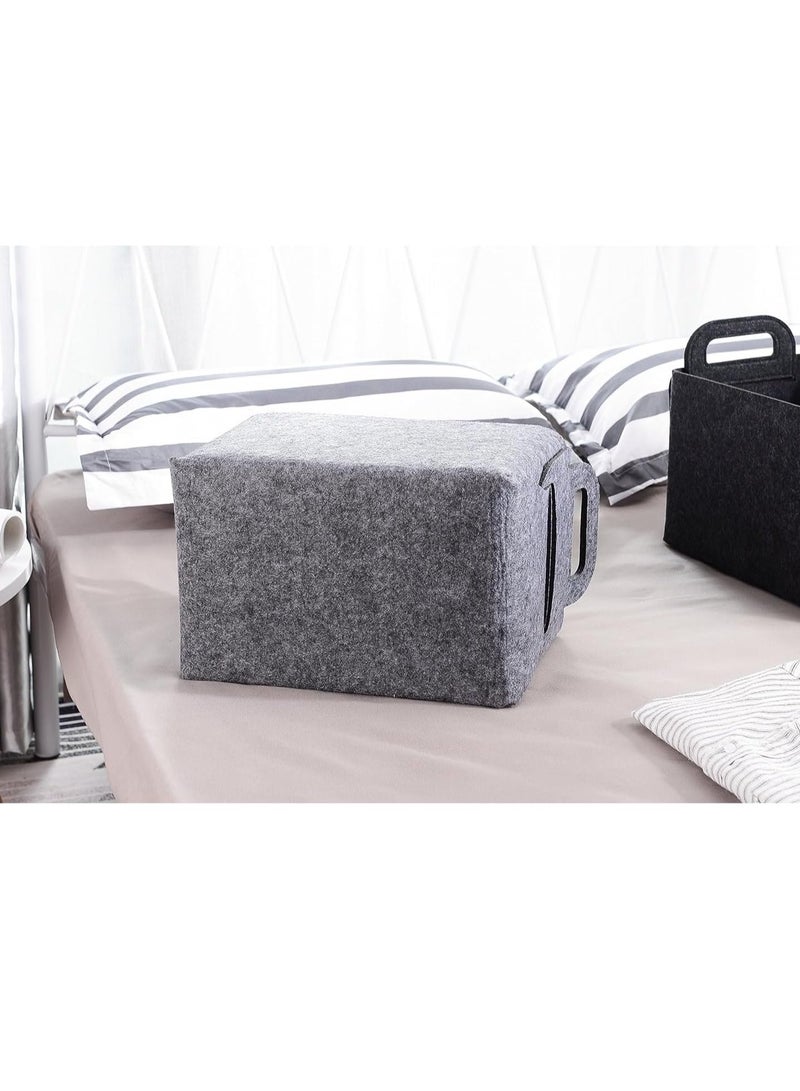 Barakah Felt Storage Basket, Foldable Felt Basket Storage Bins, Open Storage Bins Boxes with Handle, Suitable for Clothes, Baby Products, Books,Toys (Black) - Image 3