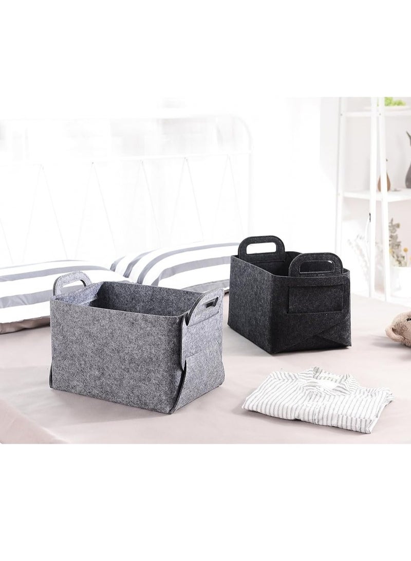 Barakah Felt Storage Basket, Foldable Felt Basket Storage Bins, Open Storage Bins Boxes with Handle, Suitable for Clothes, Baby Products, Books,Toys (Black) - Image 5