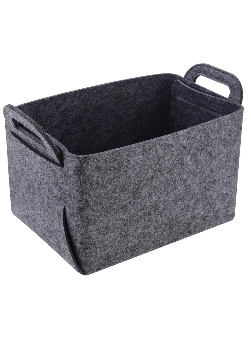 Barakah Felt Storage Basket, Foldable Felt Basket Storage Bins, Open Storage Bins Boxes with Handle, Suitable for Clothes, Baby Products, Books,Toys (Black) - Image 1