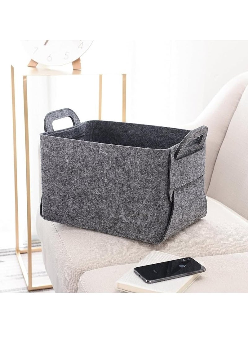 Barakah Felt Storage Basket, Foldable Felt Basket Storage Bins, Open Storage Bins Boxes with Handle, Suitable for Clothes, Baby Products, Books,Toys (Black) - Image 2