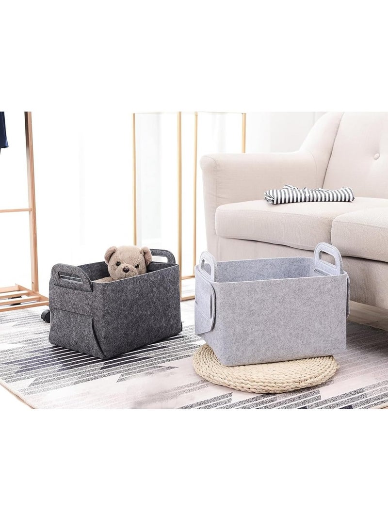 Barakah Felt Storage Basket, Foldable Felt Basket Storage Bins, Open Storage Bins Boxes with Handle, Suitable for Clothes, Baby Products, Books,Toys (Black) - Image 4