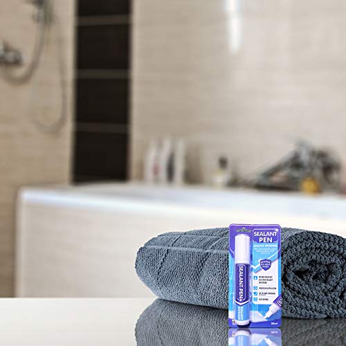 Sealant Pen White Caulk Marker: Waterproof Silicone Colorant Paint, Stain Remover, Sink, Kitchen, Shower, Bathroom Tile - White, Wide 15mm Tip - Image 2
