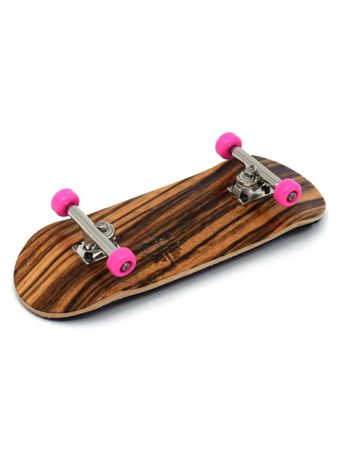 Teak Tuning 32mm Pro Fingerboard Complete - Fully Assembled with Pro Level Components - Pro Shaped Wooden Deck (32x97mm), UltraSpin Bearing Wheels, Prodigy Gen2 Trucks - Pink Zebra - Image 2