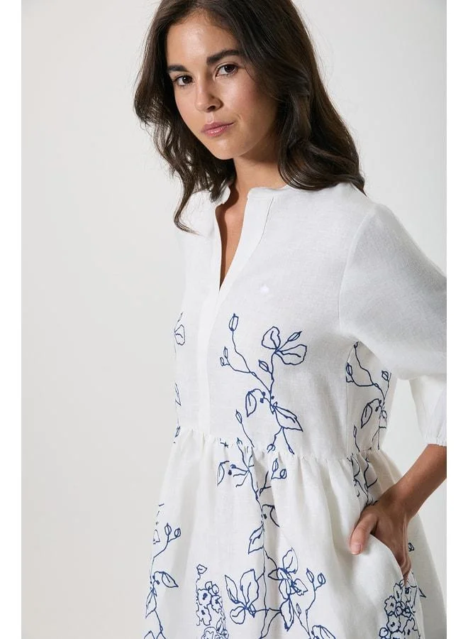 Penye Mood  100% Linen Pocket Short Dress. for Women | Best Price UAE
