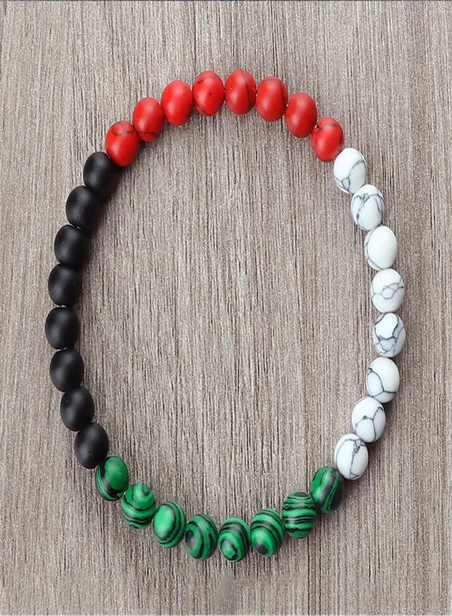 FORUBUS Palestinian Flag Beaded Bracelet - Support Palestine Strand Bracelet for Men and Women, Palestinian Colored Beads Stretchy Bracelet, Support Free Palestine Accessories-palestine - Image 3