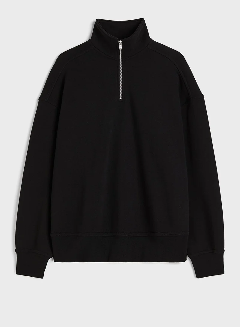 H&M Half Zippered Oversized Fit Sweatshirt