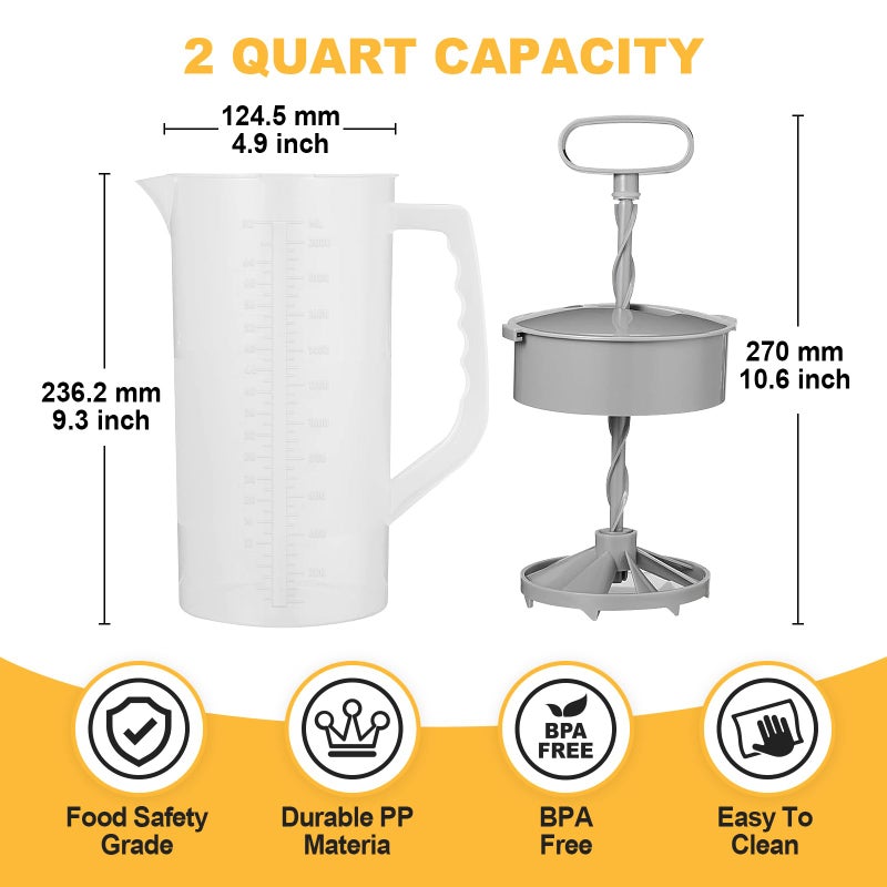 WLKSTS Mixing Pitcher for Drinks, 2 Quart/ 64oz Plastic Water Pitcher with Lid, Angled Plastic Blades and Adjustable Mixer Plunger for Juice, Powdered Milk, Beverage Container (One) - Image 2