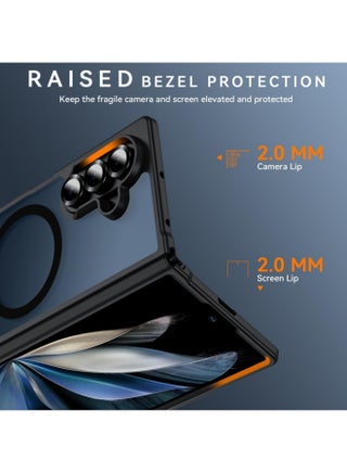 جراب مغناطيسي لهاتف Samsung Galaxy Z Fold 7، جراب Z Fold 7 [متوافق مع MagSafe] غطاء هاتف صلب مقاوم للصدمات من مادة البولي كربونات شبه شفاف غير لامع بدرجة عسكرية (أسود) - view 5