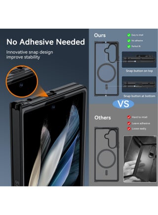 جراب مغناطيسي لهاتف Samsung Galaxy Z Fold 7، جراب Z Fold 7 [متوافق مع MagSafe] غطاء هاتف صلب مقاوم للصدمات من مادة البولي كربونات شبه شفاف غير لامع بدرجة عسكرية (أسود) - view 4