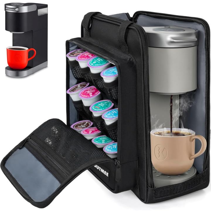 OUUTMEE Coffee Maker Carrying Bag Compatible with Keurig K-Mini or K-Mini Plus, Single Serve Coffee Brewer Portable Storage Bag with Extra Pockets, Storage Tote Case With Multiple Pockets for K-Cup - Image 1