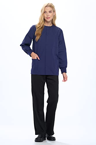 Natural Uniforms Warm Up Scrub Jacket-Navy Blue-Medium - Image 3