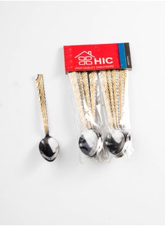 Hic 12 Pieces Stainless Steel Dessert Spoons With Gold  - Image 2