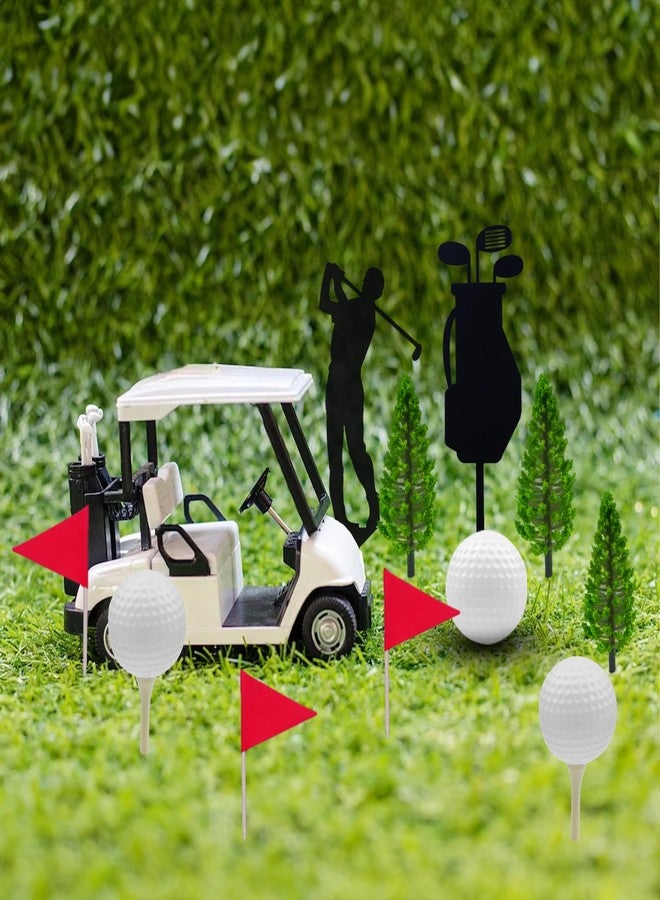 MEMOVAN Golf Cake Decorations Golf Birthday Cake Toppers Mini Golf Cart Toy Golf Theme Cake Decorations with Cart Flag Golf Ball Green Tree for Golf Theme Party Supplies - Image 4