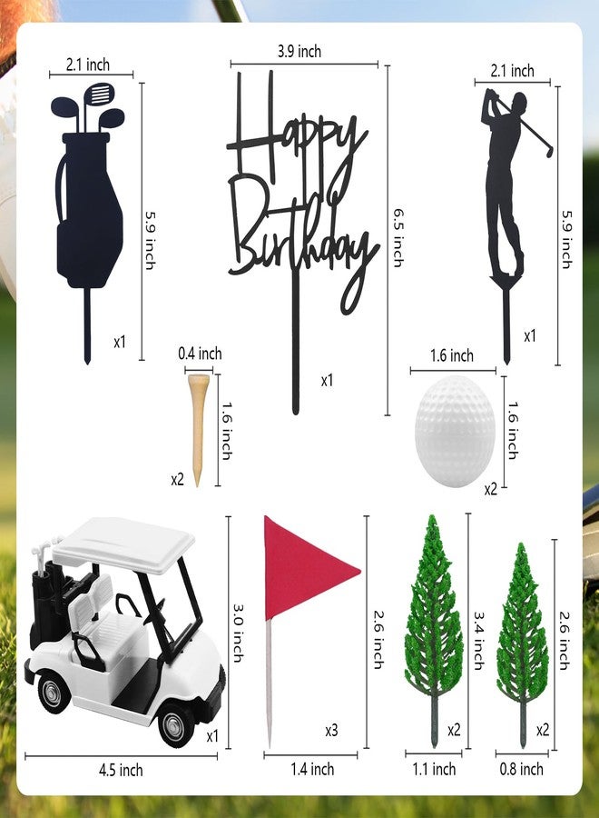 MEMOVAN Golf Cake Decorations Golf Birthday Cake Toppers Mini Golf Cart Toy Golf Theme Cake Decorations with Cart Flag Golf Ball Green Tree for Golf Theme Party Supplies - Image 2