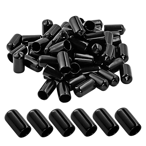 Jamiikury 60PCS Rubber End Caps 10mm ID Vinyl Flexible End Caps Screw Thread Protectors, Bolt End Caps (Black, 60PCS) - Image 1