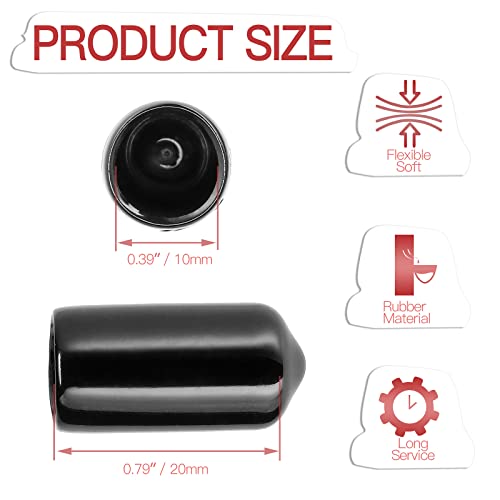 Jamiikury 60PCS Rubber End Caps 10mm ID Vinyl Flexible End Caps Screw Thread Protectors, Bolt End Caps (Black, 60PCS) - Image 2