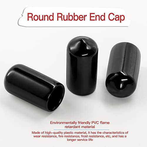 Jamiikury 60PCS Rubber End Caps 10mm ID Vinyl Flexible End Caps Screw Thread Protectors, Bolt End Caps (Black, 60PCS) - Image 3