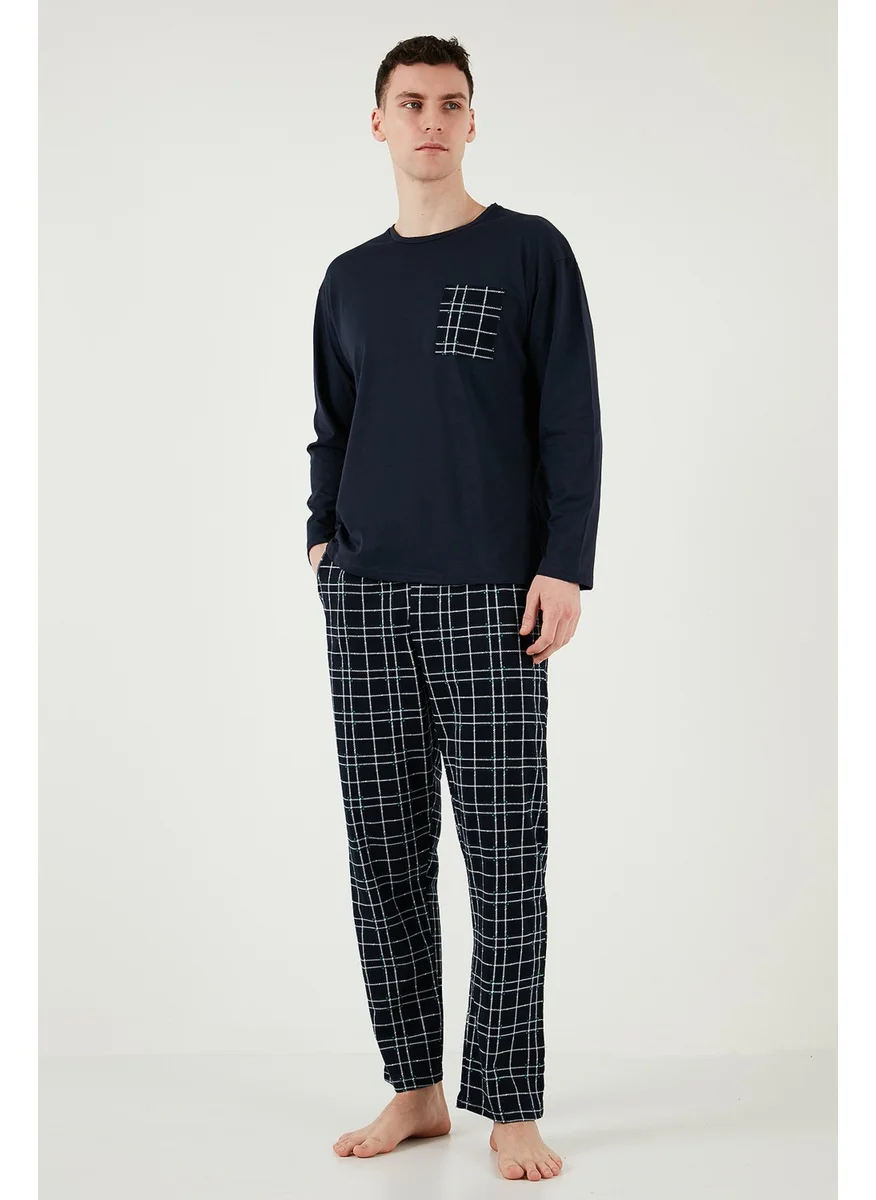 Buratti Plaid Pocket Elastic Waist 100% Cotton Regular Fit Pajama Set Men's Pajama Set 6572001