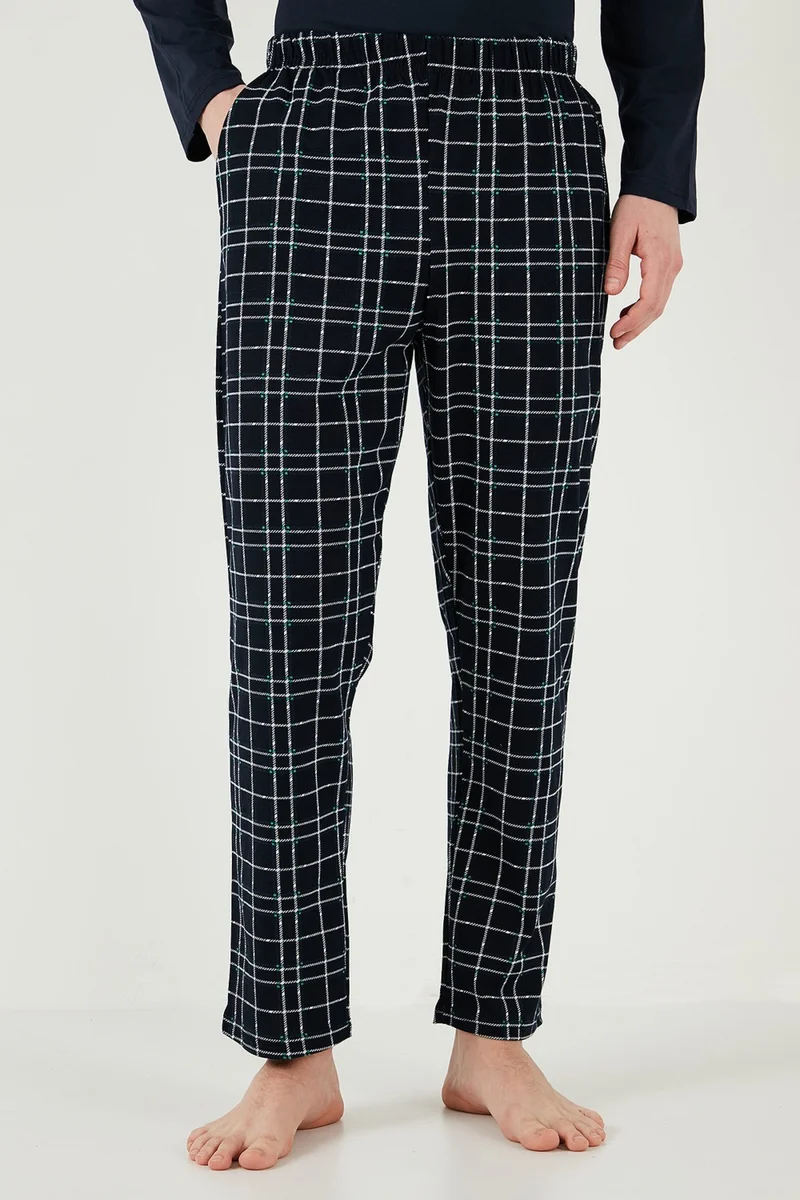 Buratti Plaid Pocket Elastic Waist 100% Cotton Regular Fit Pajama Set Men's Pajama Set 6572001