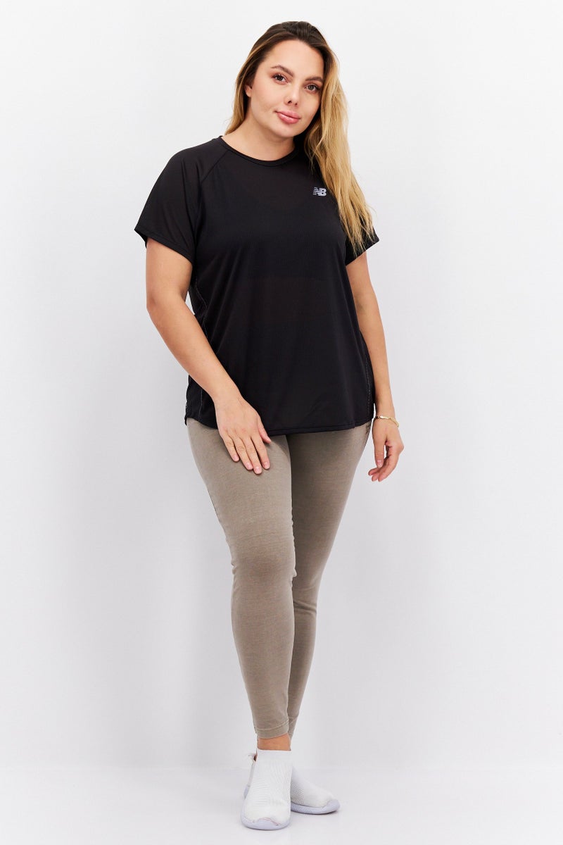 New Balance Women Sportswear Fit Short Sleeve Running T-Shirt, Black  - Image 4