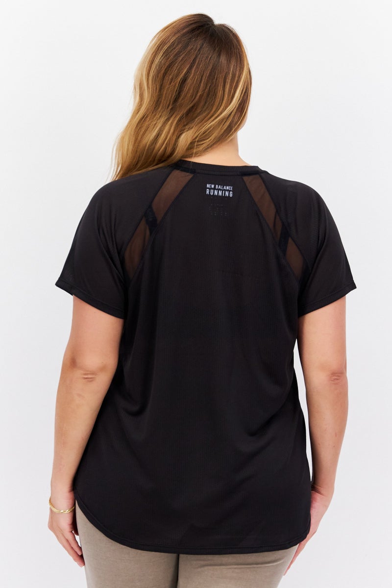 New Balance Women Sportswear Fit Short Sleeve Running T-Shirt, Black  - Image 3