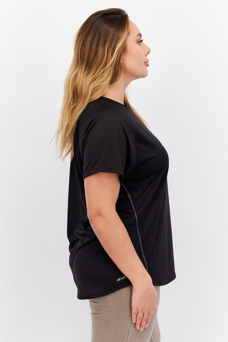 New Balance Women Sportswear Fit Short Sleeve Running T-Shirt, Black  - Image 2