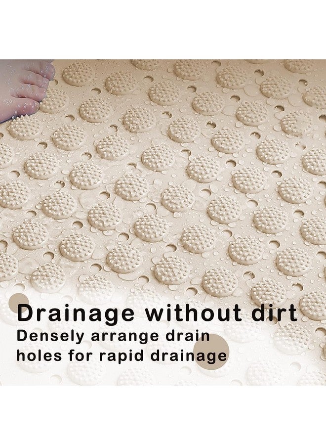 RichAxis Anti Skid Bath mat with Foot Scrubber for Bath Room Shower mat with Suction Cups & Drain Holes Silicone Floor mat for Kids & Adults (70 x 35, Beige) - Image 5