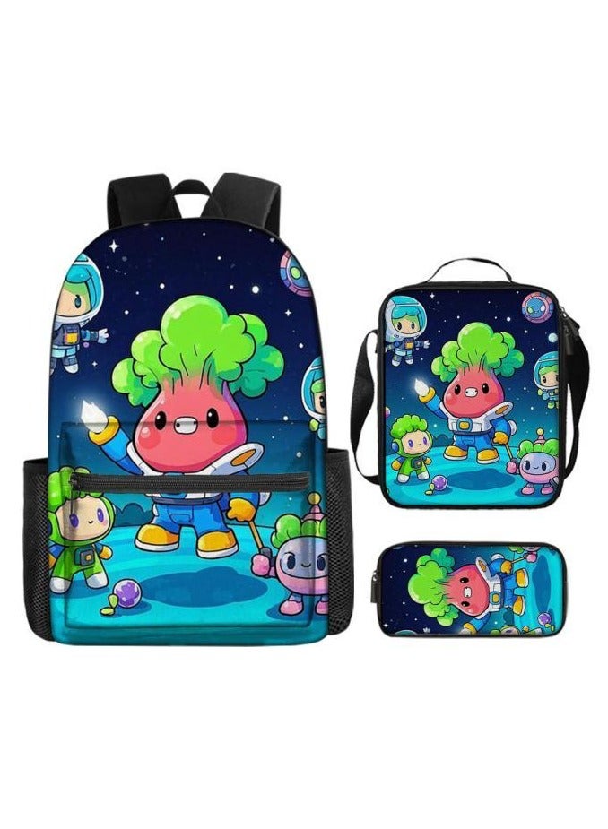 Cartoon three-piece schoolbag with zipper - 406  - Image 1