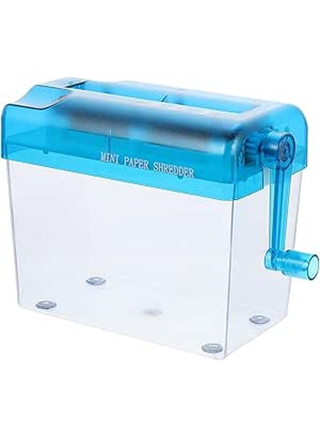 Blue Manual Paper Shredder Hand Crank Desktop for Home Office School Wear Resistant - Image 1
