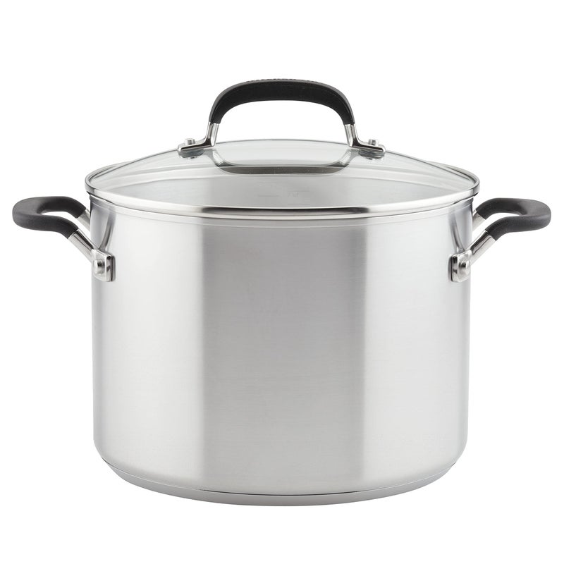 KitchenAid 71022 Stainless Steel Stockpot with Measuring Marks and Lid, 8 Quart - Brushed Stainless Steel - Image 1
