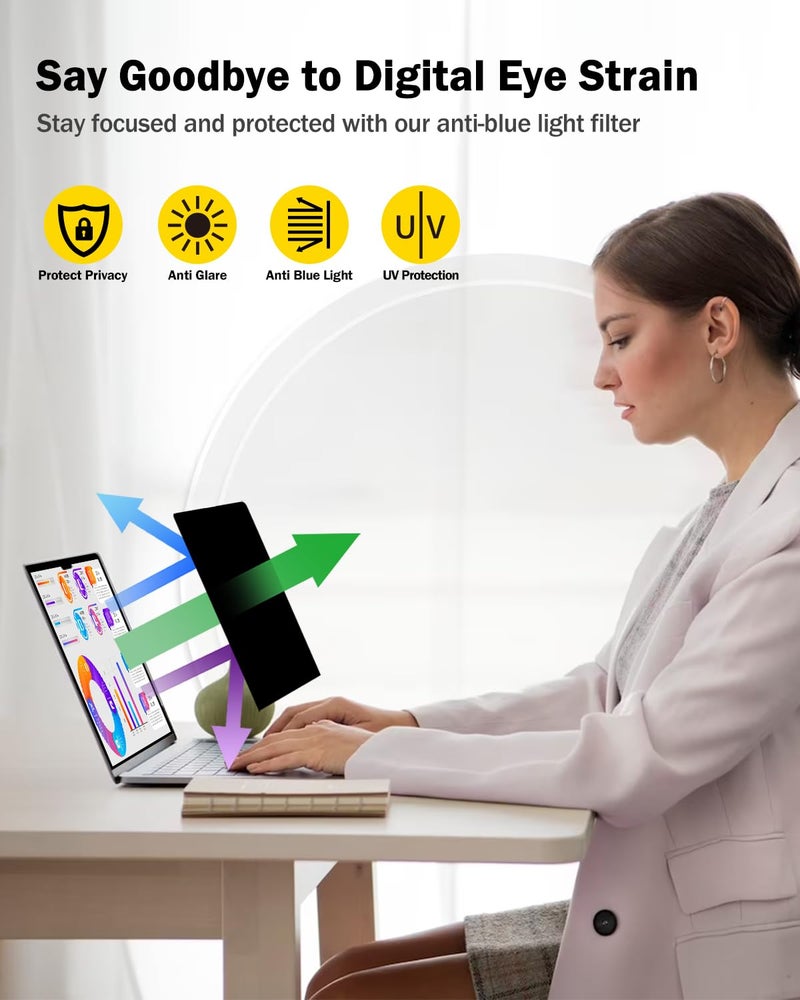 FFORITO F FORITO 17 Inch 16:10 360°Laptop Privacy Screen Protector, Anti Peeping Anti Glare Laptop Privacy Shield, Reduce Eye Strain & Eye Protection - Image 4