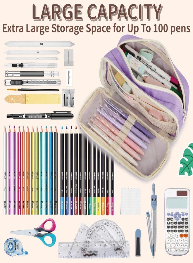 Bunnychill Large Capacity Pencil Case with Compartments, School Pencil Bags with Zipper, Big Storage Pen Bag for Teen Girl Boy Men Women, Adult Stationery Pen Bag for School College and Office - Image 3