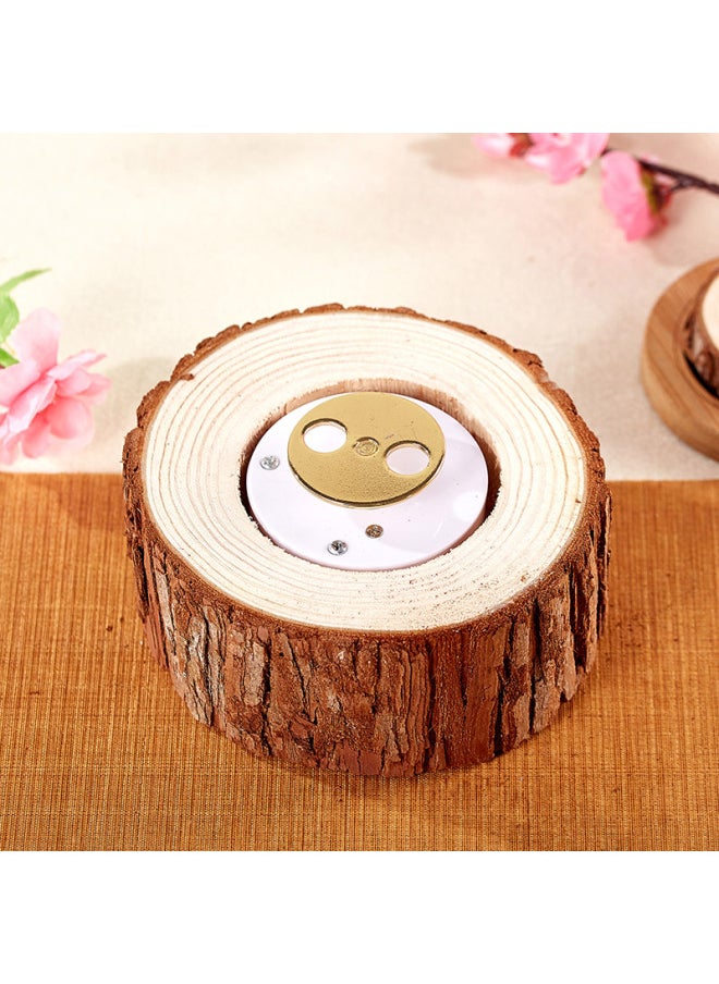 Hg Wooden Diy Music Box Rotating Base Music Box Creative Handmade Clay Model Wooden Pile Machine-Color:White Shell Movement (happy Birthday Music) Diameter 6.7cm  - Image 4