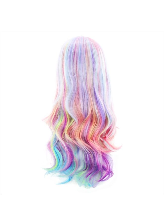 AGPtek Full Long Curly Wavy Rainbow Hair Wig, Heat Resistant Wig for Music Festival, Theme Parties, Wedding, Concerts, Dating, Cosplay & More - Image 4