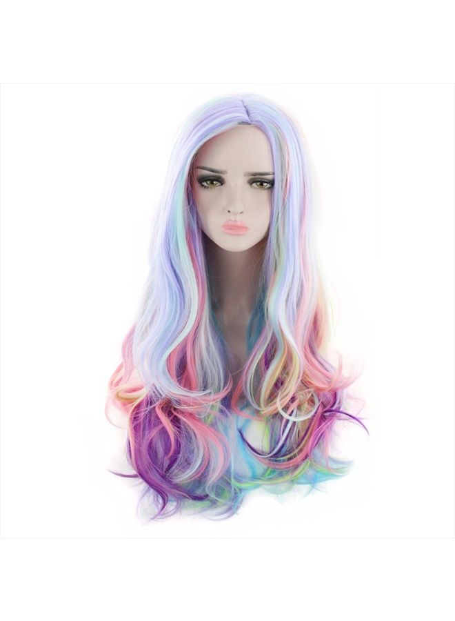AGPtek Full Long Curly Wavy Rainbow Hair Wig, Heat Resistant Wig for Music Festival, Theme Parties, Wedding, Concerts, Dating, Cosplay & More - Image 2