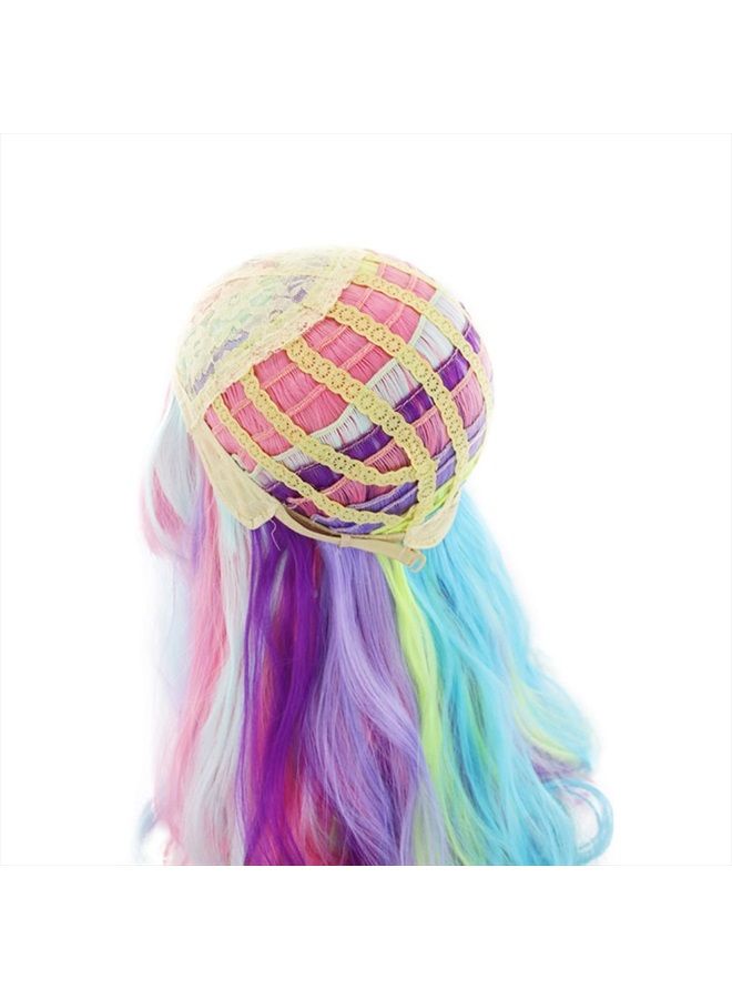 AGPtek Full Long Curly Wavy Rainbow Hair Wig, Heat Resistant Wig for Music Festival, Theme Parties, Wedding, Concerts, Dating, Cosplay & More - Image 5