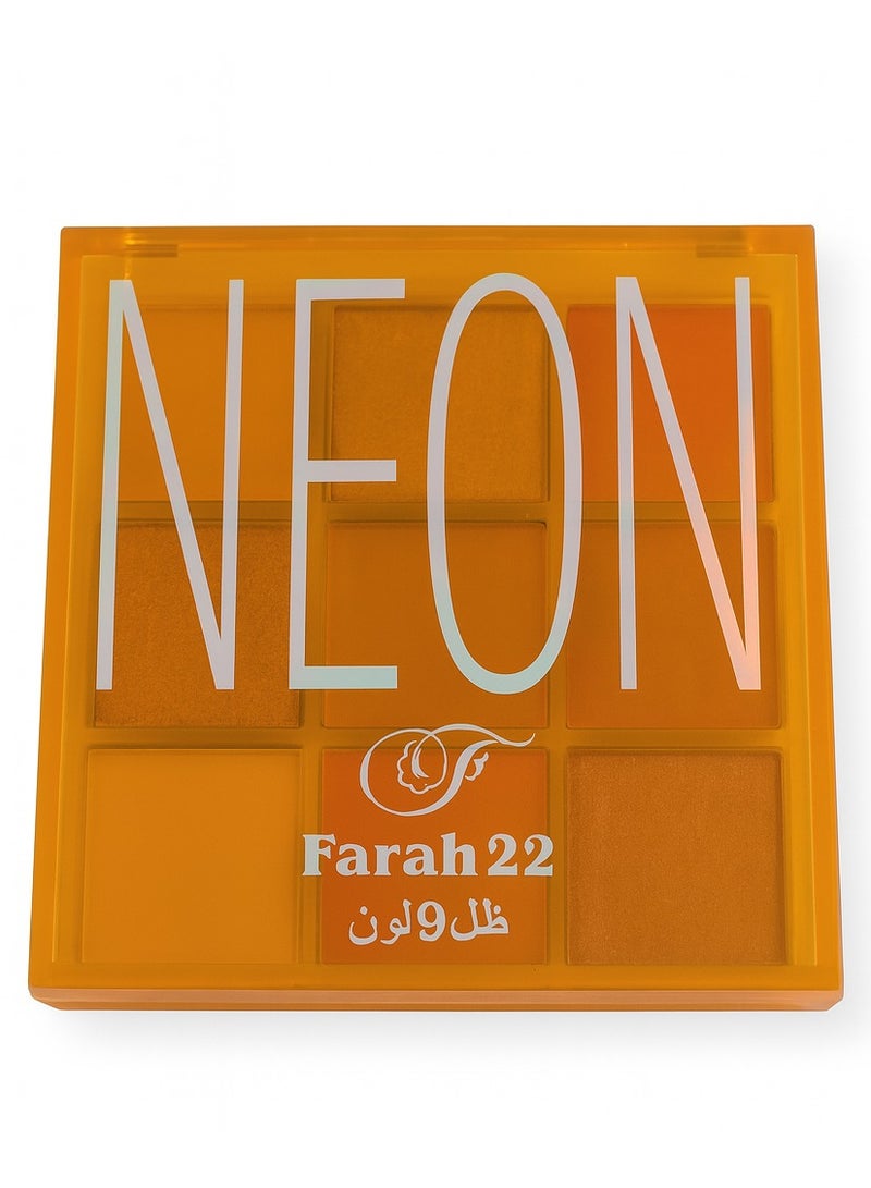 Farah22 Neon Obsessions Eyeshadow Palette – Orange | 9 Bold Summer Matte & Shimmer Shades - Image 2