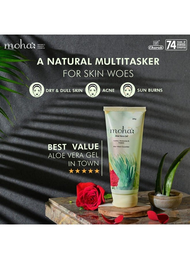 moha: Aloe Vera Gel 200 gm and Herbal Face Wash 100 ML | Face Wash With Goodness Of Neem, Aleovera, Cucumber, Rose Combo Pack - Image 2
