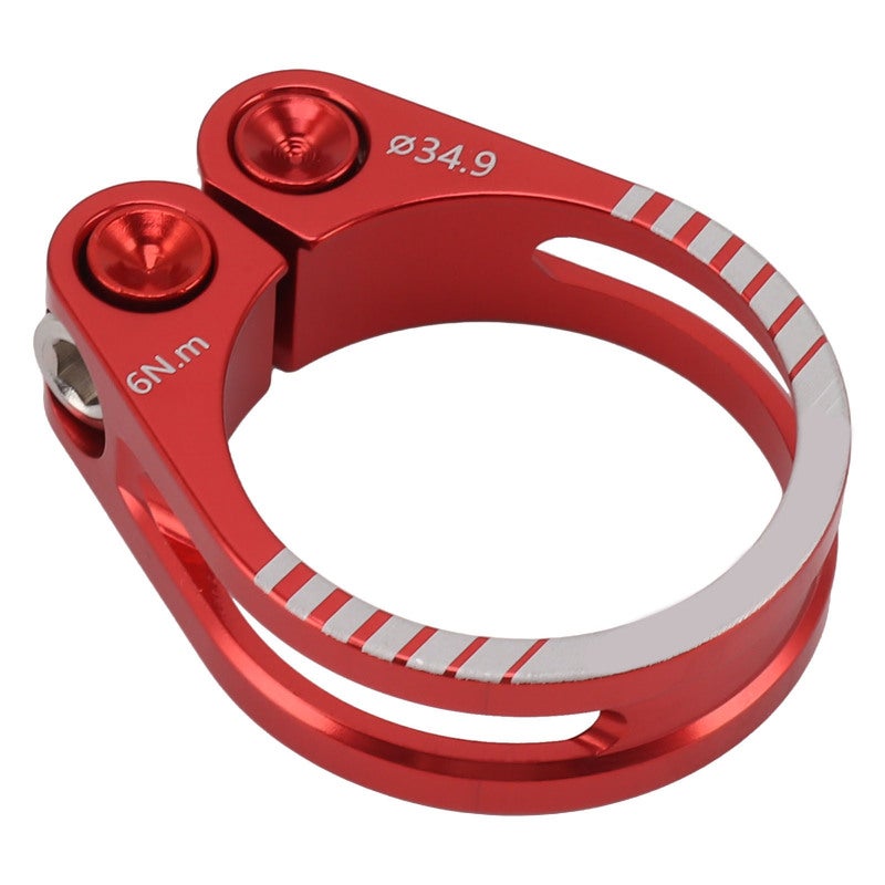 ENLEE Bike Seat Clamp Red Aluminum Alloy Easy Adjust Seatpost Clamp - Lightweight Hollow Design for Quick Seat Adjustment - Image 4