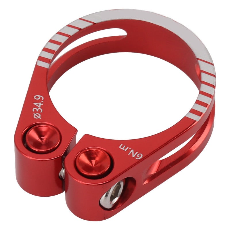 ENLEE Bike Seat Clamp Red Aluminum Alloy Easy Adjust Seatpost Clamp - Lightweight Hollow Design for Quick Seat Adjustment - Image 2