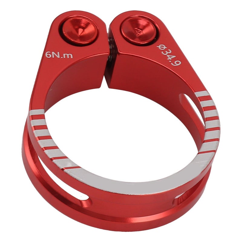 ENLEE Bike Seat Clamp Red Aluminum Alloy Easy Adjust Seatpost Clamp - Lightweight Hollow Design for Quick Seat Adjustment - Image 5