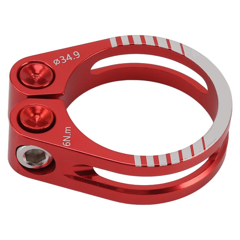ENLEE Bike Seat Clamp Red Aluminum Alloy Easy Adjust Seatpost Clamp - Lightweight Hollow Design for Quick Seat Adjustment - Image 3
