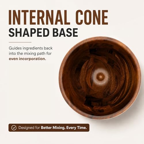 ADVANCEDSIL Premium Solid Walnut Wood Mixing Bowl Compatible with 4.5 & 5 QT Tilt-Head Models Natural Wooden Bowl with Stainless Steel Locking Base - Image 2
