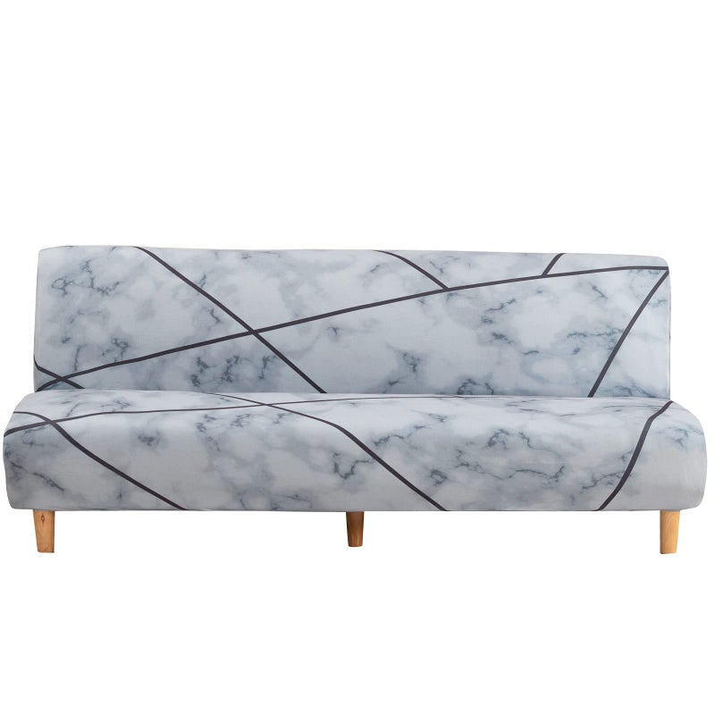 MIFXIN غطاء أريكة ميفكسين بدون ذراعين غطاء فوتون قابل للتمدد من بوليستر مرن أريكة سرير قابلة للطي واقي أثاث أريكة بدون ذراعين رمادي فضي