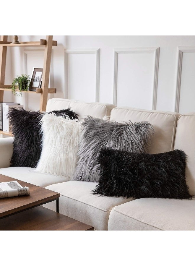 Phantoscope Faux Fur Pillow Cover Decorative Fluffy Throw Pillow Soft Fuzzy Pillow Case Cushion Cover for Bedroom/Couch, Off-White 18 x 18 Inches - Image 5