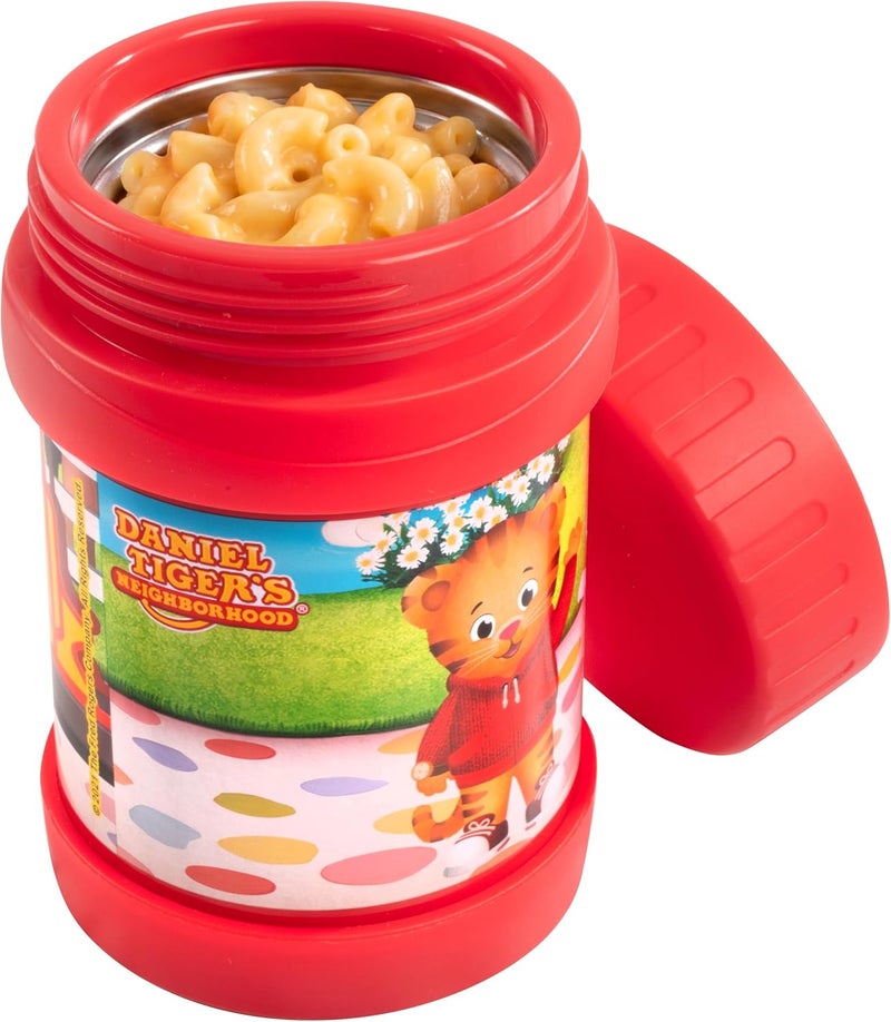 SCS Direct Daniel Tiger's Neighborhood Stainless Steel 13 oz Food Jar for Kids, Red -Double Wall Insulated, Leak-Proof thermos Jar Keeps Liquids & Food Hot or Cold for Hours-Fits Inside All Lunch Boxes & Bags - Image 1