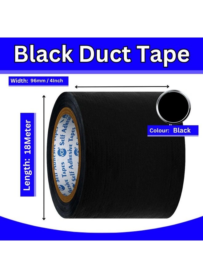 VCR VCR Black Duct Tape - 18 Meters in Length 96mm / 4" Width - 1 Roll Per Pack - Strong Book Binding Tape - Waterproof Heavy Duty Duct Tape  - Image 5