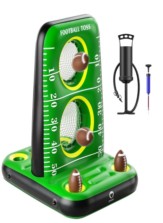 QPAU Inflatable Football Toss Game for Pool - Water Football Target with 4 Balls & 2 Pumps, Dual Net Design, Stable Base, Summer Pool Game for Kids & Adults - Image 1